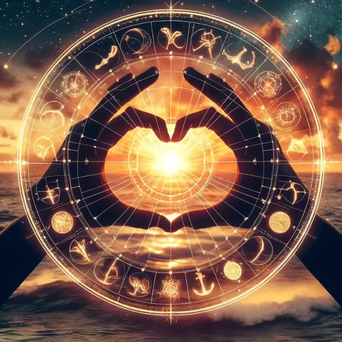 Rappresentazione dell'astrologia immagione segni zodiacali al tramonto